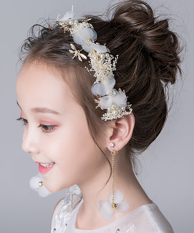 Unique Gold Alloy Tulle Pearl Dragonfly Kids Hairpin
