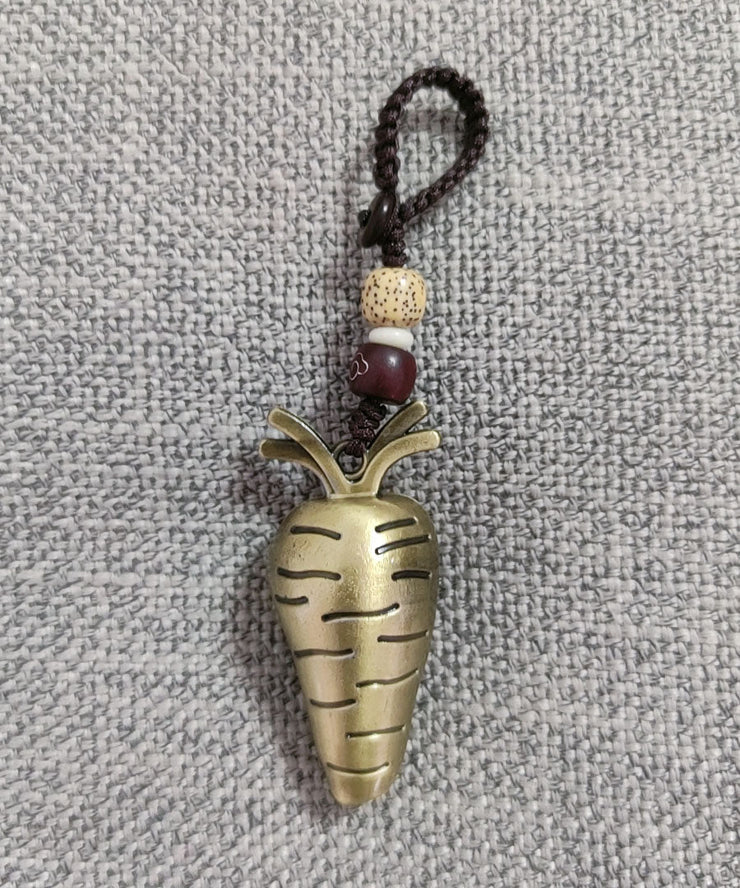 Unique Gold Alloy Wax Rope Bead Radish Keychain