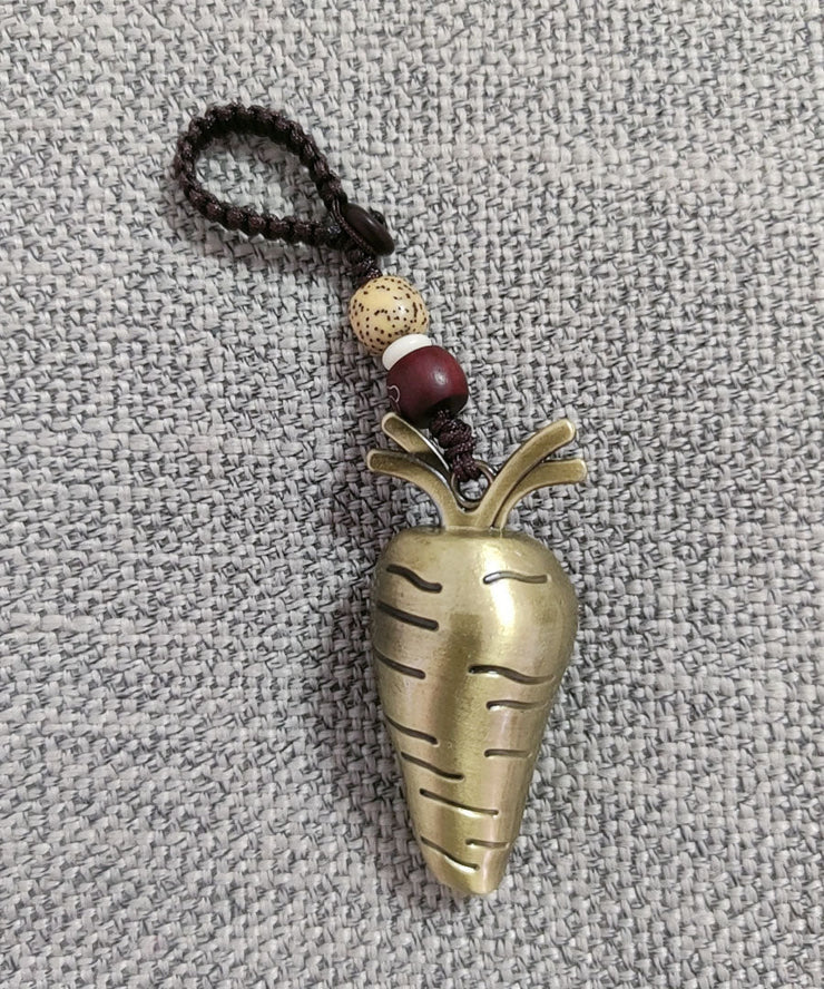 Unique Gold Alloy Wax Rope Bead Radish Keychain