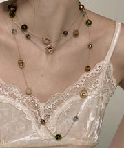 Unique Gold Metal Alloy Pearl Gypsophila Gratuated Bead Necklace