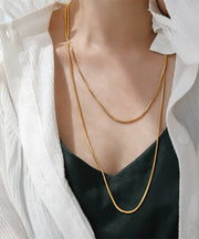 Unique Gold Stainless Steel Double Layer Sweater Necklace