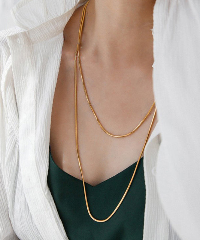 Unique Gold Stainless Steel Double Layer Sweater Necklace