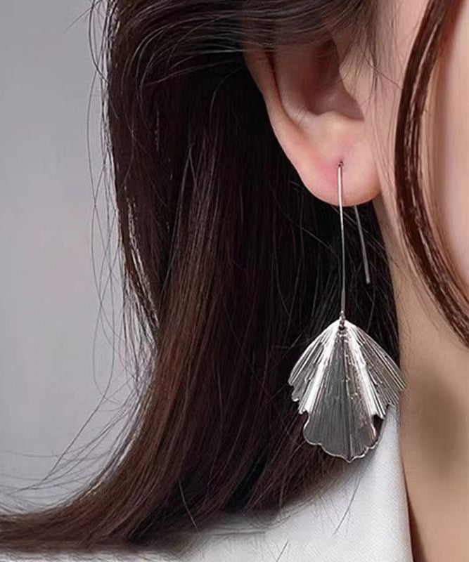 Unique Gold Sterling Silver Alloy Ginkgo leaves Drop Earrings