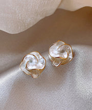 Unique Gold Sterling Silver Overgild Camellia Stud Earrings