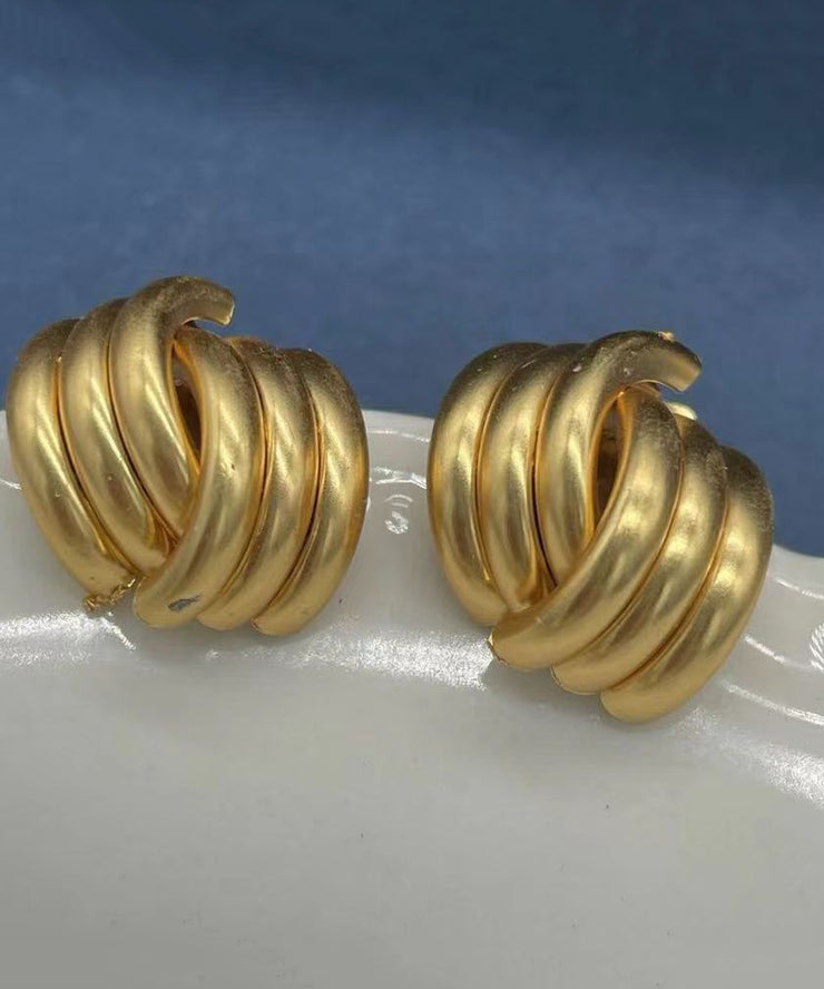 Unique Gold Sterling Silver Overgild Hoop Earrings Three Piece Set