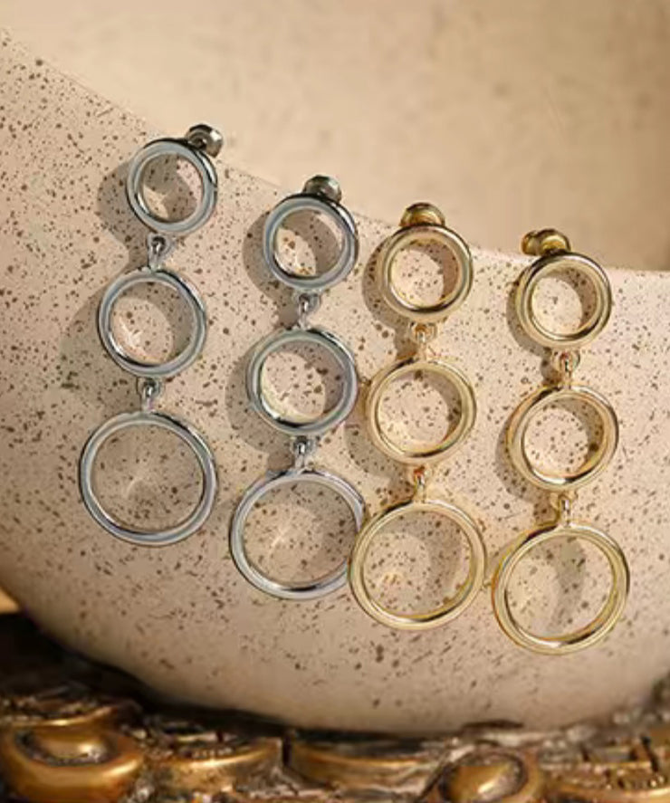 Unique Gold Sterling Silver Overgild Round Drop Earrings