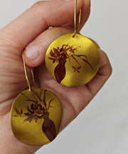 Unique Gold Sterling Silver Overgild Spray Paint Drop Earrings