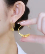 Unique Gold Sterling Silver Overgild Wheat Ears Hoop Earrings