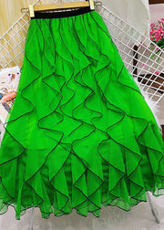 Unique Green Asymmetrical Patchwork Ruffles Tulle Skirt Summer