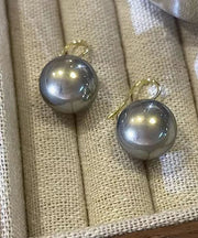 Unique Grey Sterling Silver Alloy Pearl Drop Earrings