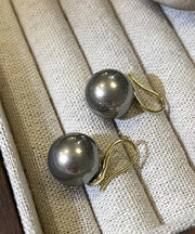 Unique Grey Sterling Silver Alloy Pearl Drop Earrings