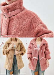 Unique Khaki Peter Pan Collar Pockets Faux Fur Teddy Coats Winter