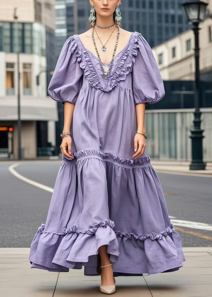 Unique Lavender Ruffled Exra Large Hem Vestidos Dresses Summer