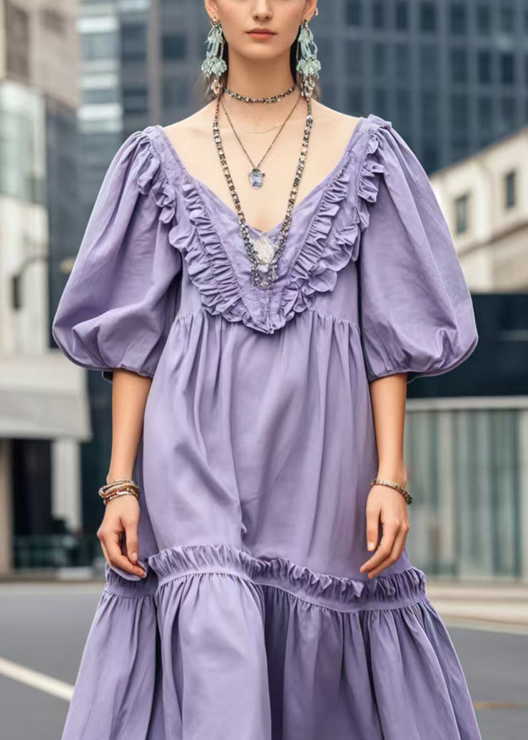 Unique Lavender Ruffled Exra Large Hem Vestidos Dresses Summer