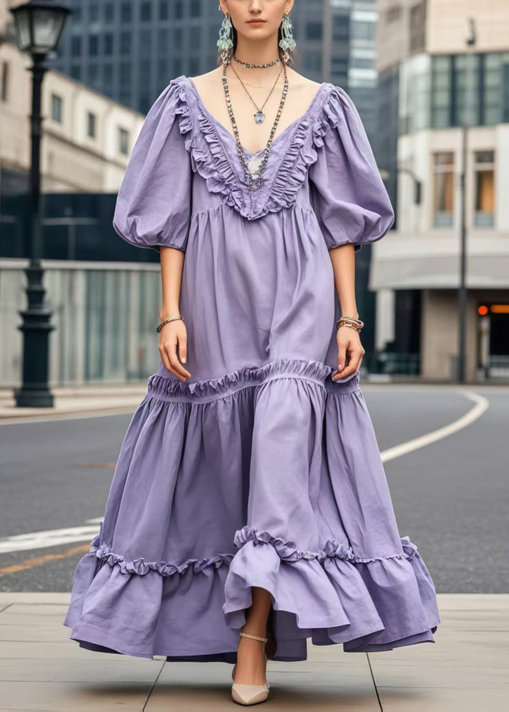 Unique Lavender Ruffled Exra Large Hem Vestidos Dresses Summer