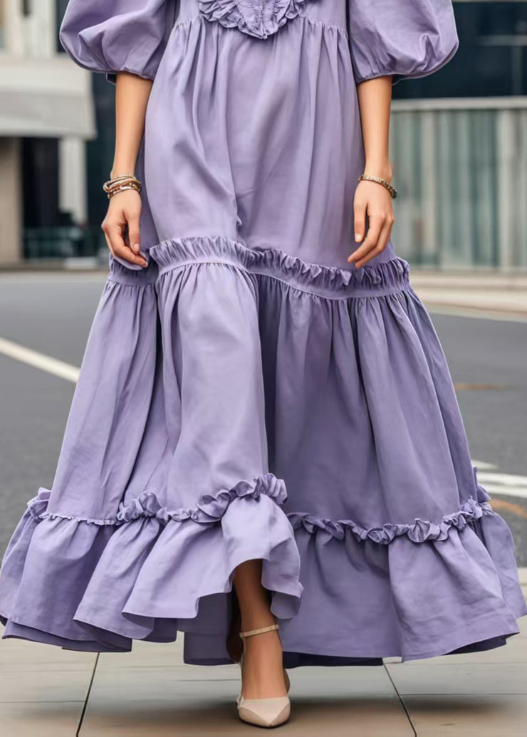 Unique Lavender Ruffled Exra Large Hem Vestidos Dresses Summer