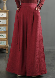 Unique Mulberry Jacquard Cotton Wide Leg Pants Spring