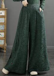 Unique Mulberry Jacquard Cotton Wide Leg Pants Spring