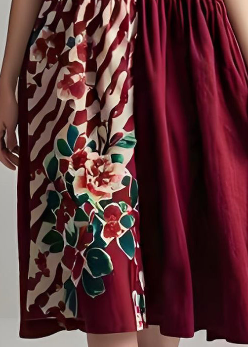Unique Mulberry Print Patchwork Plus Size Cotton Dress Summer
