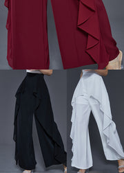 Unique Mulberry Ruffled Patchwork Chiffon Pants Trousers Summer