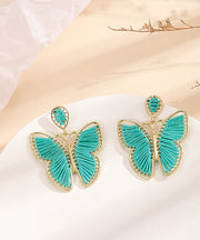 Unique Multicolour Butterfly Cotton Rope Knitted Alloy Drop Earrings