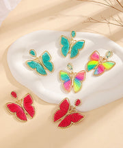 Unique Multicolour Butterfly Cotton Rope Knitted Alloy Drop Earrings