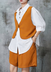 Unique Orange Oversized Patchwork Chiffon Two Piece Set Women Clothing Summer