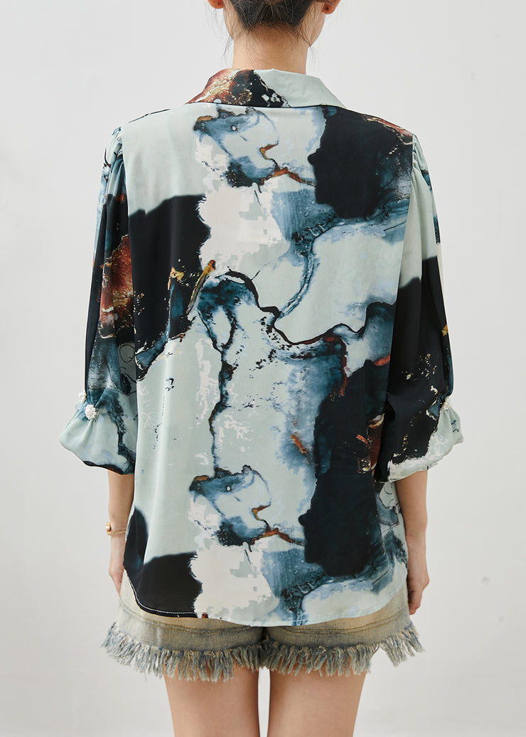 Unique Oversized Tie Dye Silk Blouses Half Sleeve