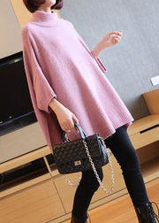 Unique Pink Oversized Side Open Knitted Tops Spring