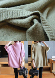 Unique Pink Oversized Side Open Knitted Tops Spring