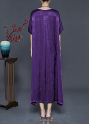 Unique Purple Oversized Jacquard Silk Holiday Dress Summer