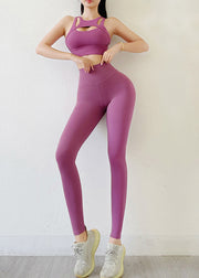 Unique Purple Sports Bra And Leggings Set Suit Workout Leggings