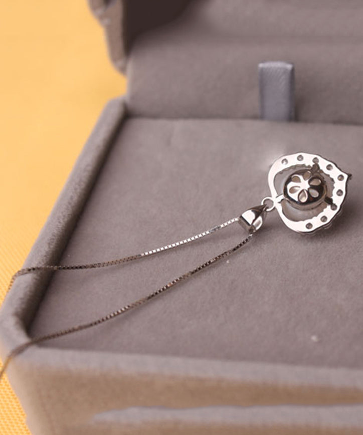 Unique Purple Sterling Silver Zircon Pearl Pendant Necklace