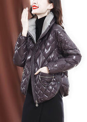 Unique Purple Zip Up Side Open Fine Cotton Filled Women Witner Coats