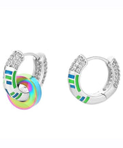 Unique Rainbow Alloy Asymmetric Noctilucent Hoop Earrings