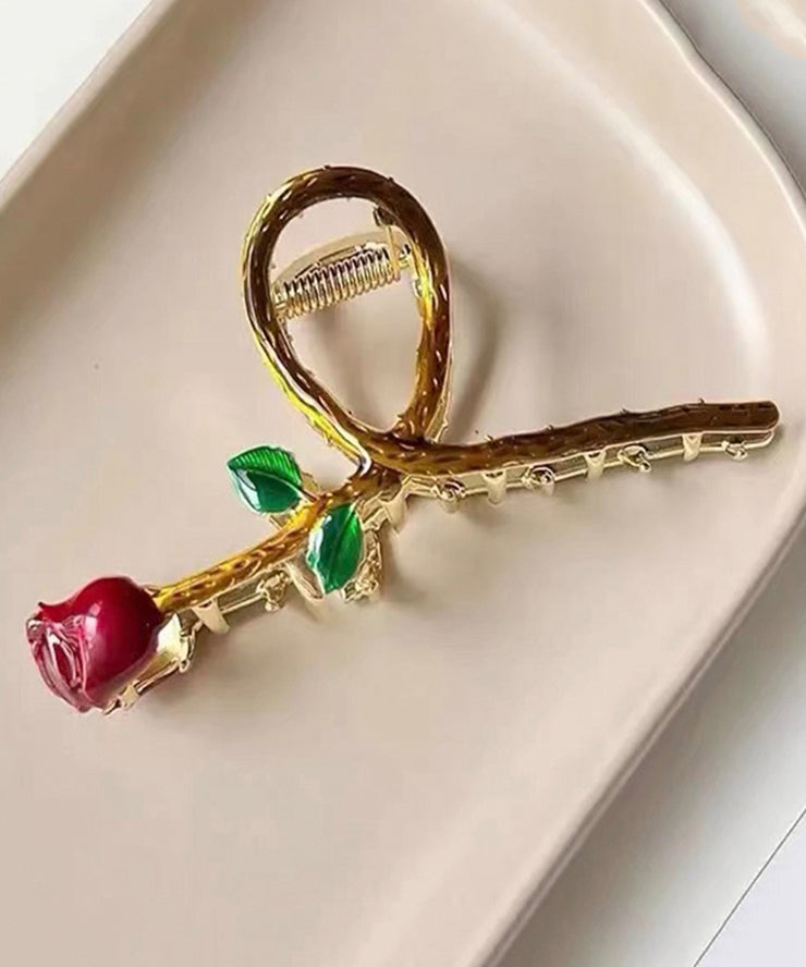 Unique Red Sterling Silver Alloy Rose Hairpin