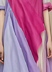 Unique Rose Asymmetrical Patchwork Cotton Maxi Dresses Summer