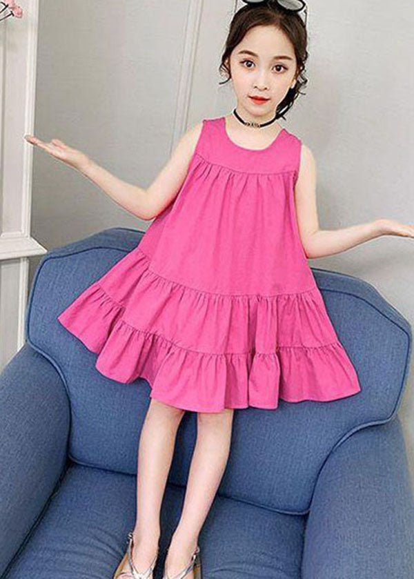 Unique Rose Ruffled Patchwork Cotton Kids Girls Dress Summer