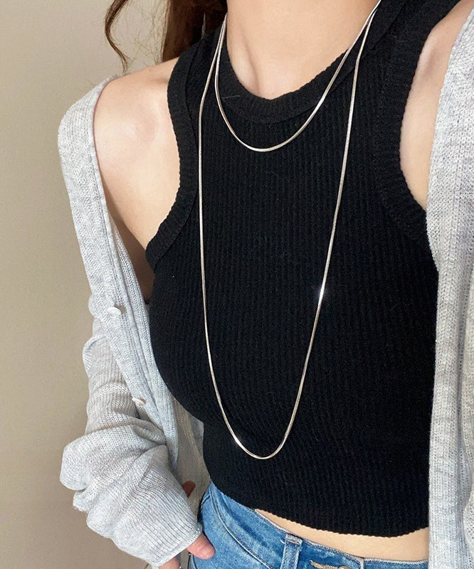 Unique Silk Stainless Steel Double Layer Necklace