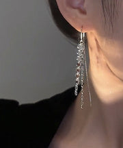 Unique Silk Stainless Steel Sequin Tassel Drop Earrings