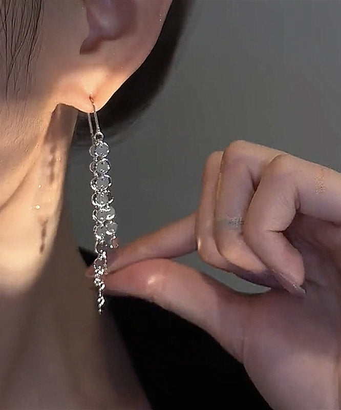 Unique Silk Stainless Steel Sequin Tassel Drop Earrings