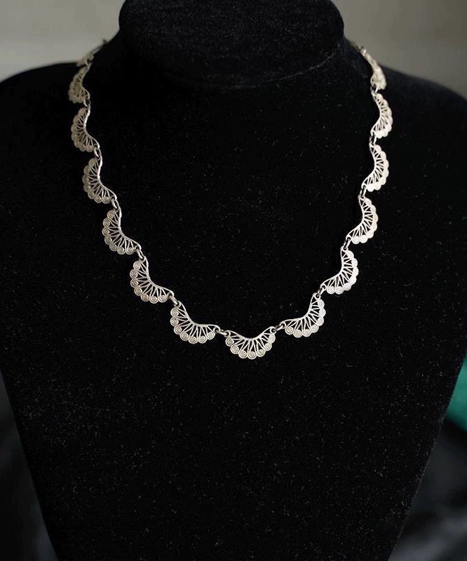 Unique Silk Sterling Silver Lace Patchwork Hollow Out Necklace