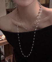 Unique Silk Sterling Silver Pearl Crystal Gratuated Bead Necklace