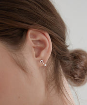 Unique Silk Sterling Silver Zircon Asymmetric Stud Earrings
