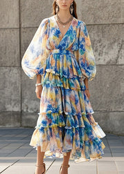 Unique Tie Dye Layered Chiffon Beach Dress Summer