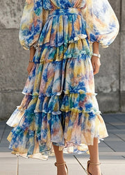 Unique Tie Dye Layered Chiffon Beach Dress Summer