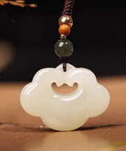 Unique White Hand Knitting Jade Pendant Necklace