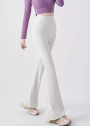 Unique White High Waist Slim Fit Flared Trousers Spring