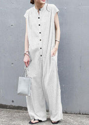 Unique White Hollow Out Cotton Wide Leg Jumpsuit Summer