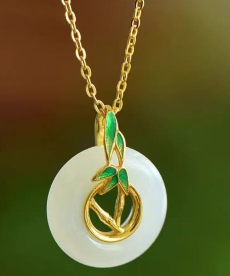 Unique White Hotan Jade Antique Safety Clasp Bone Chain Female Necklaces